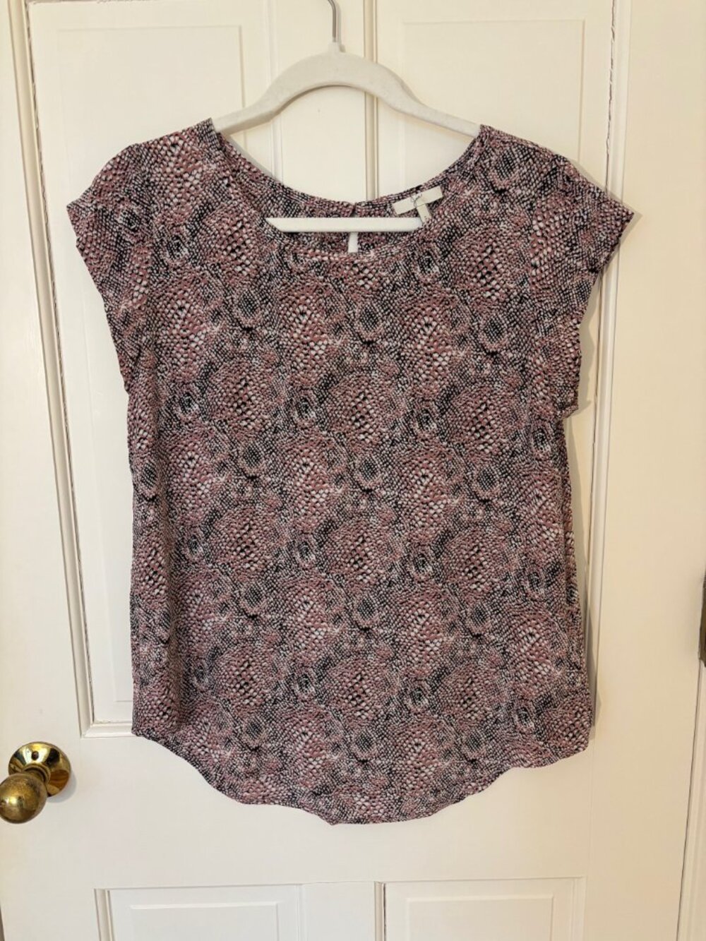 Joie Silk Snakeskin Print Short Sleeve Blouse